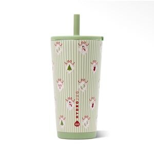 Hydrojug Deck the Halls 20oz Everyday Tumbler Christmas Holiday Green Striped